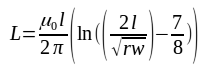 Parallel conductors inductance, formula
