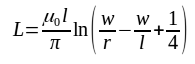 Parallel conductors inductance, formula
