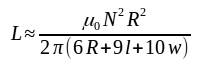 Multilayer coil inductance, formula