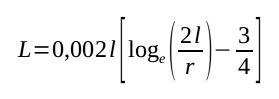 straight wire self-inductance simple formula