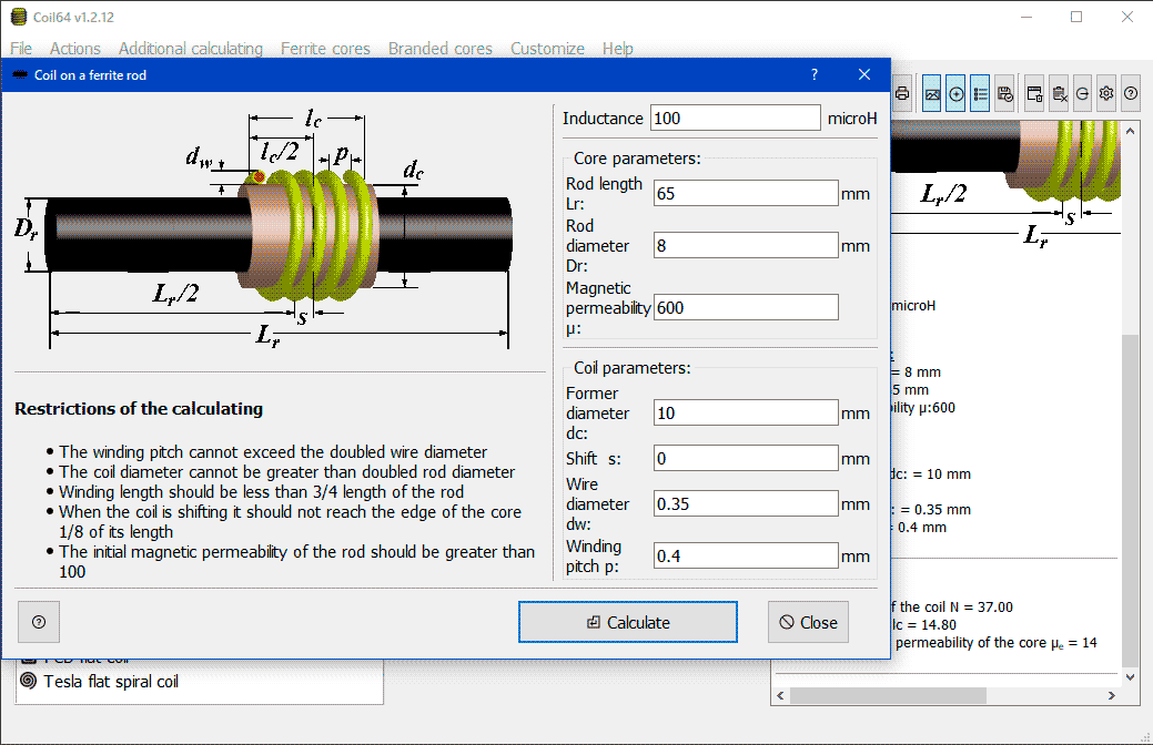 ferrite rod core inductance calculation